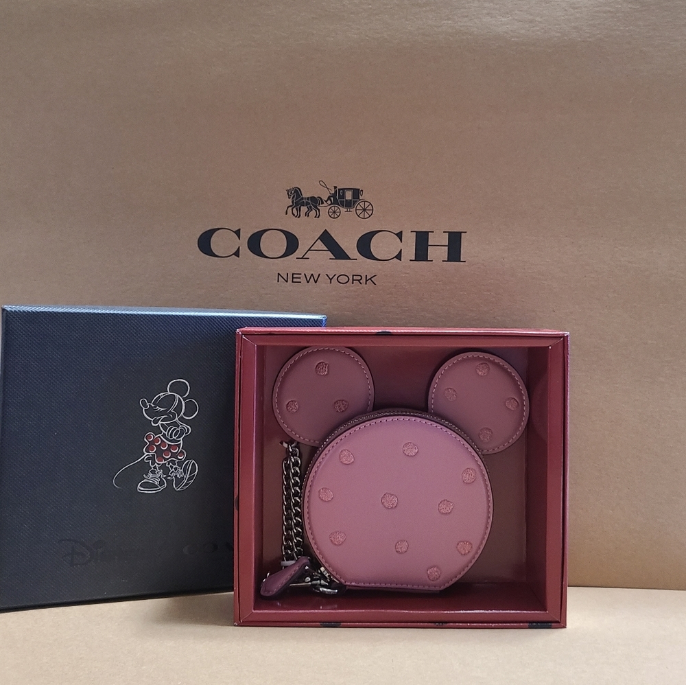 2 x HP🎉💗New Coach Boxed Minnie Mouse Coin Case - Picture 6 of 10